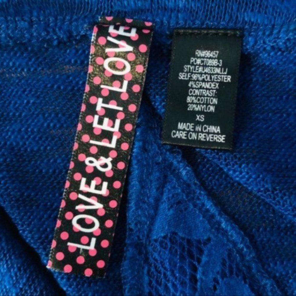 💙 Love And Let Love Blue Slub Lace Back Top Blue XS - Picture 7 of 7
